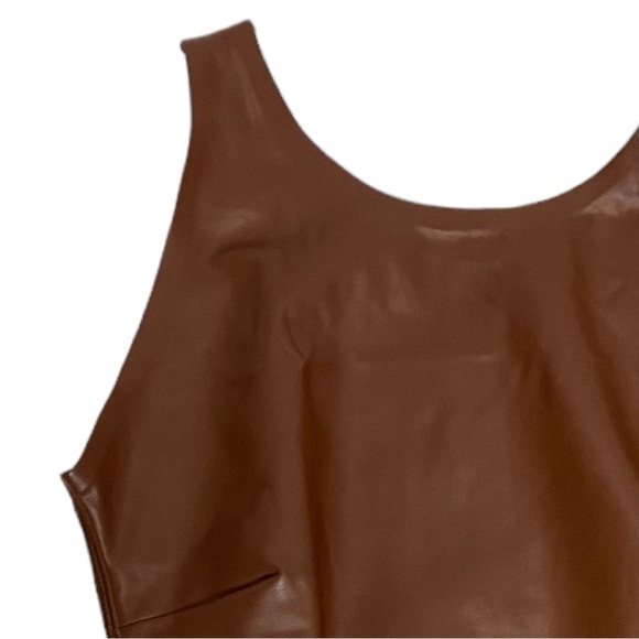 PINSY Vegan Leather Scoop Neck Shapewear Bodysuit - Picture 2 of 7